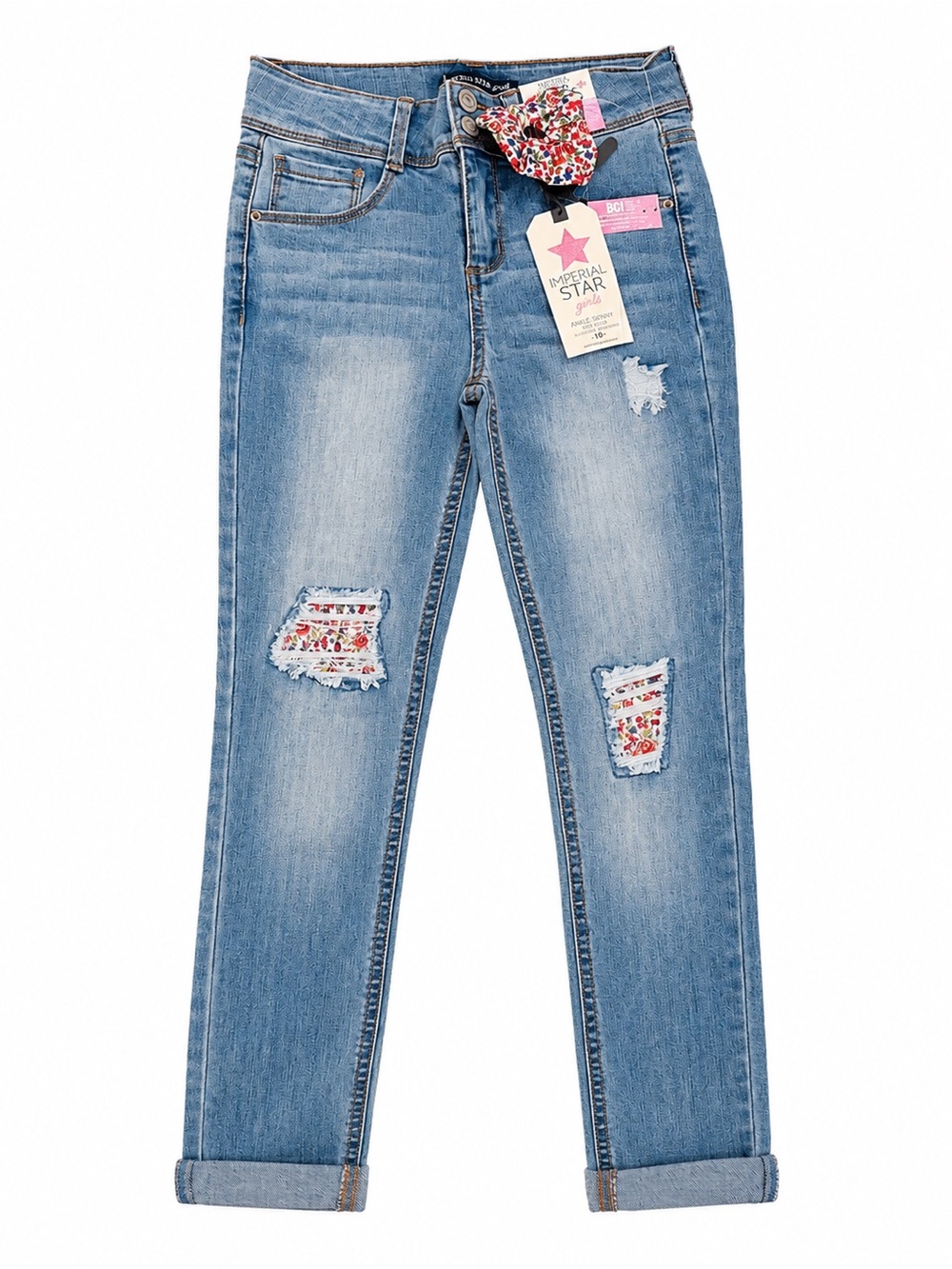 Imperial Star Blue Distressed Skinny Jeans for Girls